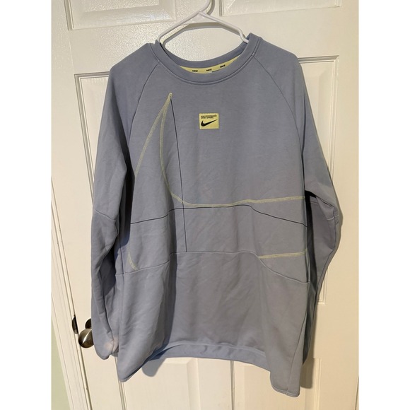 Nike Men's geometric graphic pull over crew neck sweater light blue size large - Picture 1 of 3